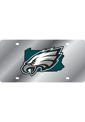 Philadelphia Eagles Midnight Green Mirror Background State Shape Car Accessory License Plate