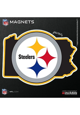 Pittsburgh Steelers 6x6 State Shape Logo Car Magnet - Black