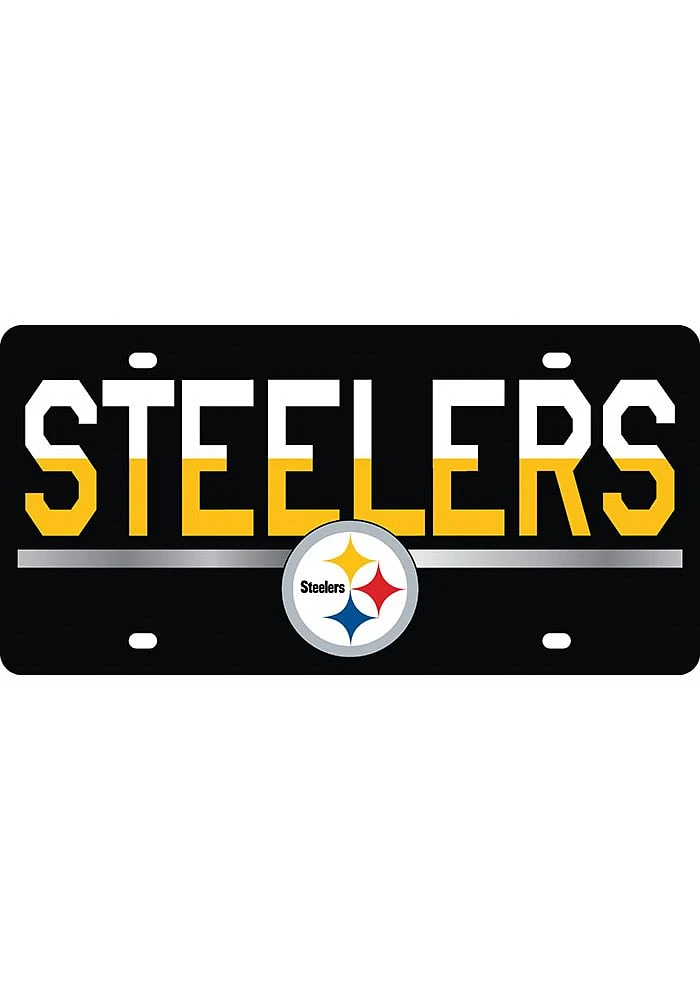 Pittsburgh Steelers Black Acrylic DuoTone Logo Car Accessory License Plate
