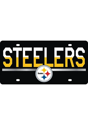 Pittsburgh Steelers Black Acrylic DuoTone Logo Car Accessory License Plate