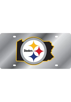 Pittsburgh Steelers Black Mirror Background State Shape Car Accessory License Plate