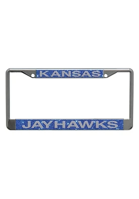 Kansas Jayhawks Team Name Blue Glitter License Plate Frame - Blue