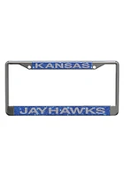 Kansas Jayhawks Team Name Blue Glitter License Plate Frame - Blue