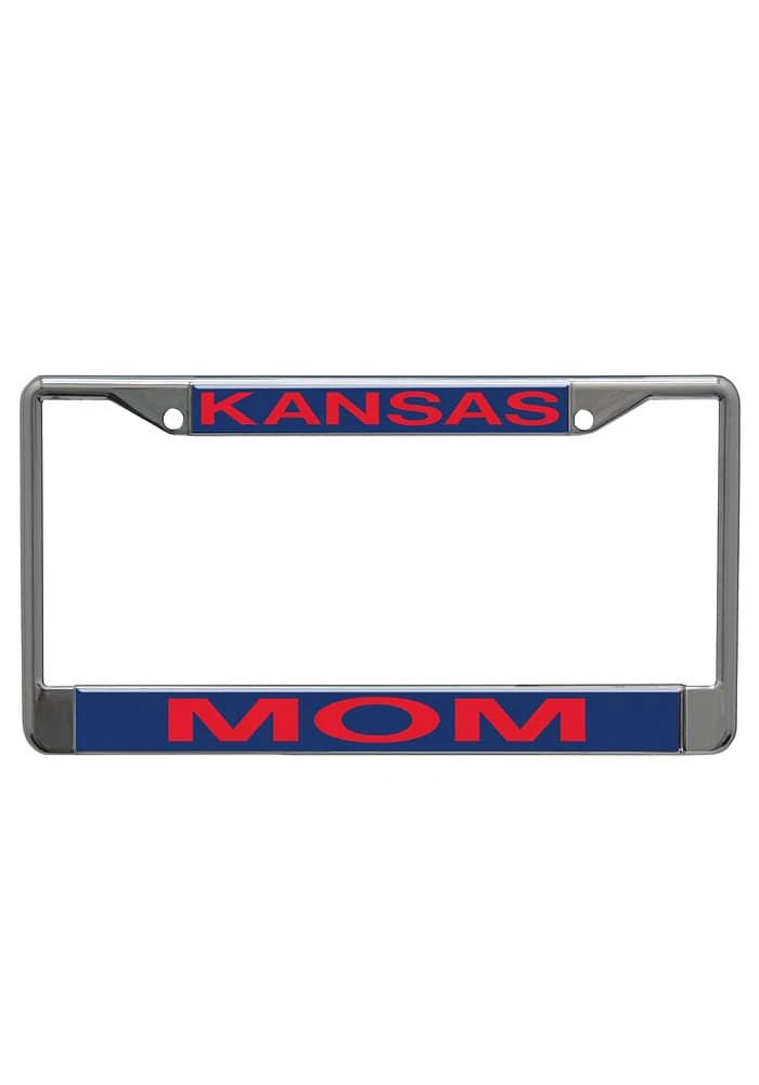 Kansas Jayhawks Mom Chrome License Plate Frame - Blue
