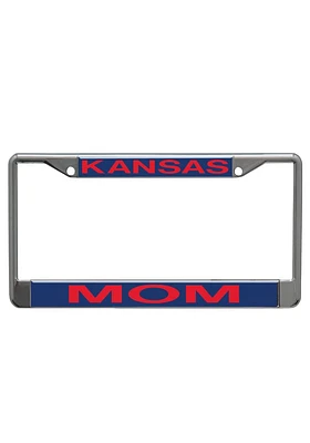 Kansas Jayhawks Mom Chrome License Plate Frame - Blue