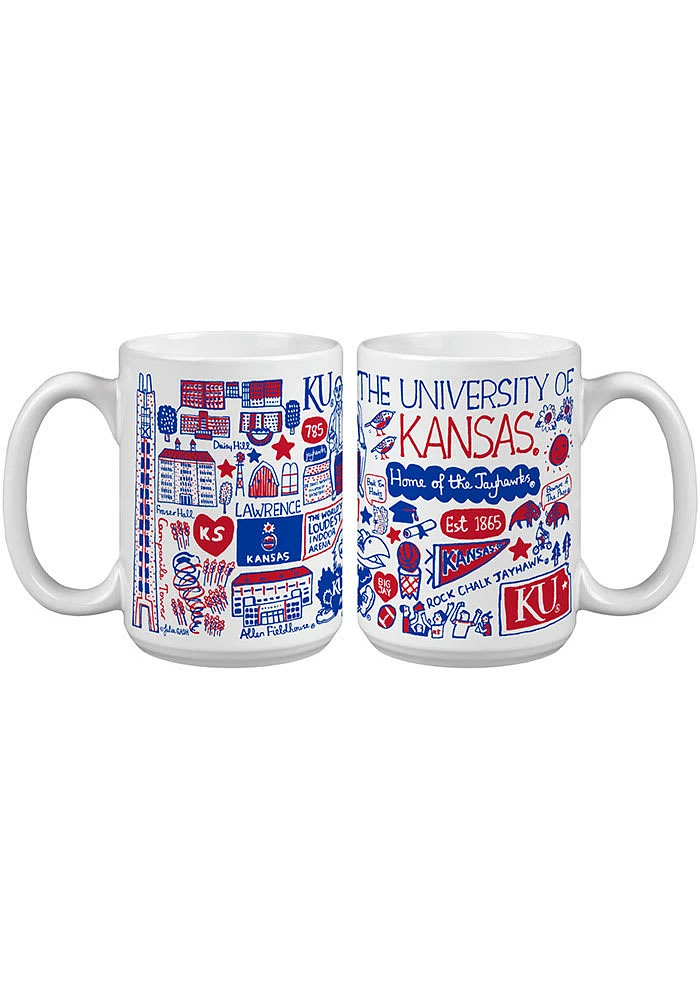 Kansas Jayhawks 15oz Julia Gash Ceramic Mug - Blue