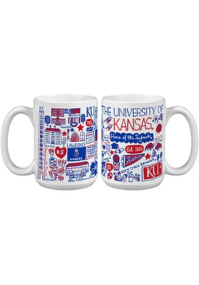 Kansas Jayhawks 15oz Julia Gash Ceramic Mug - Blue