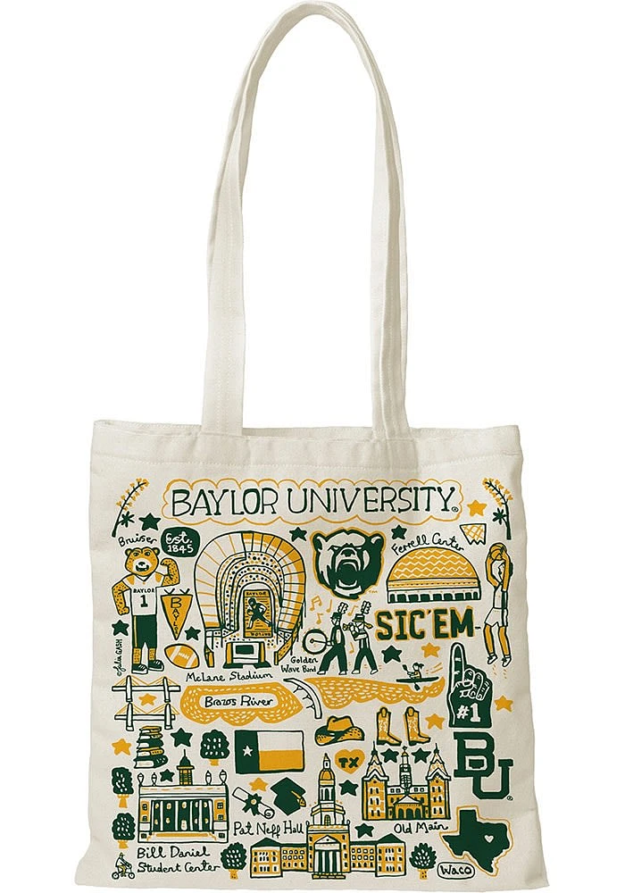 Baylor Bears White Julia Gash Natural Canvas Slim Tote