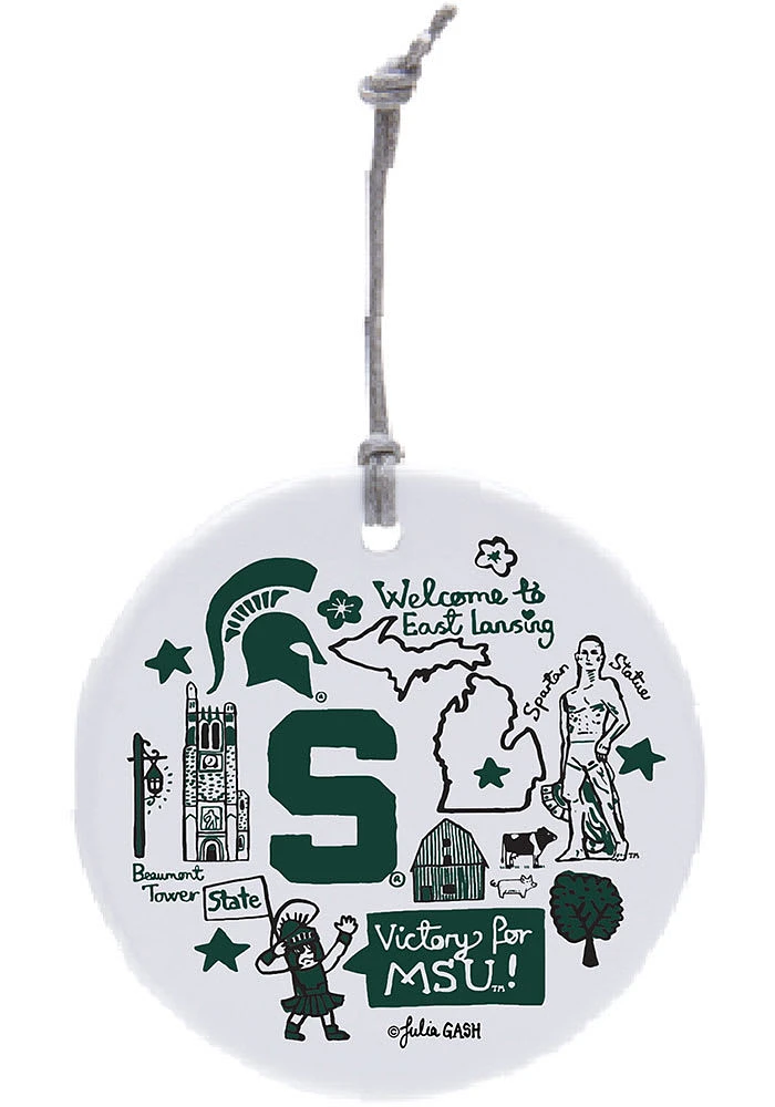 Michigan State Spartans Julia Gash Ornament - White