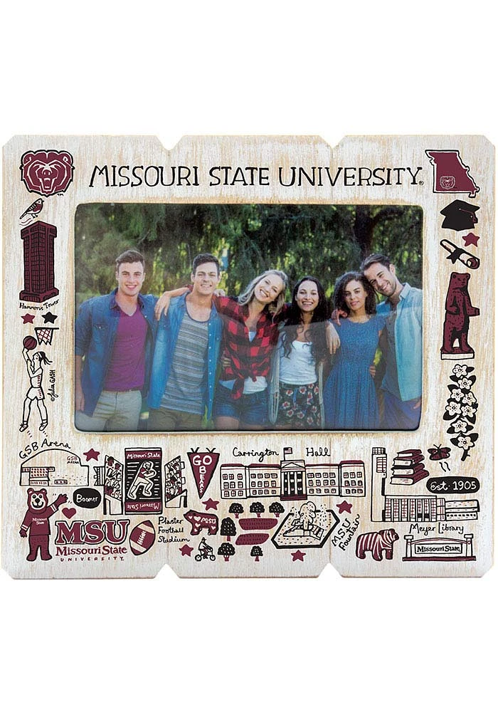 Missouri State Bears Julia Gash 4x6 inch Distressed Wood Picture Frame - White