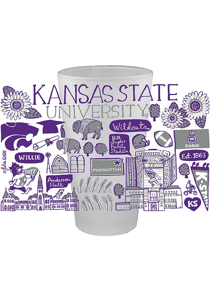 K-State Wildcats Julia Gash 16 oz Frosted Pint Glass - Purple