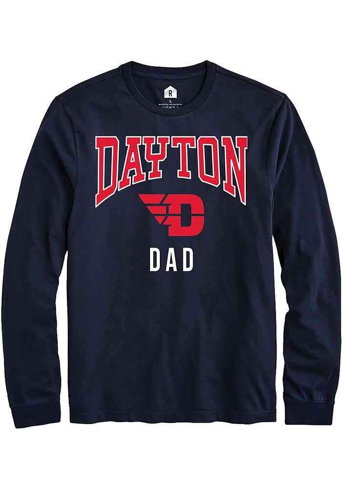 Rally Dayton Flyers Navy Blue Dad Long Sleeve T Shirt