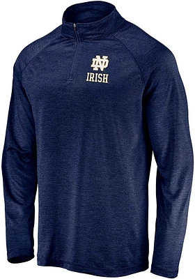 Notre Dame Fighting Irish Mens Navy Blue Striated Long Sleeve Qtr Zip Pullover