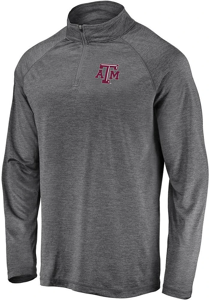Texas A&M Aggies Mens Grey Contrast Striated Long Sleeve Qtr Zip Pullover