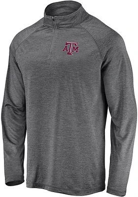 Texas A&M Aggies Mens Grey Contrast Striated Long Sleeve Qtr Zip Pullover