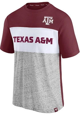 Texas A&M Aggies Grey Perfect Kickoff Colorblock Short Sleeve Fashion T Shirt