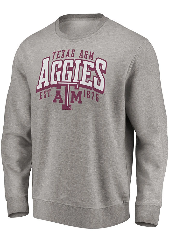 Texas A&M Aggies Mens Grey Defensive Leader Long Sleeve Crew Sweatshirt