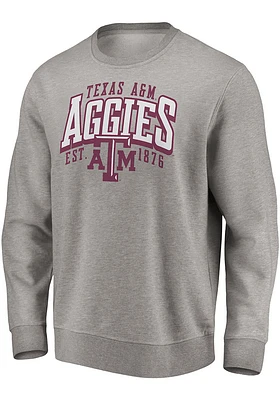 Texas A&M Aggies Mens Grey Defensive Leader Long Sleeve Crew Sweatshirt