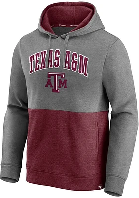 Texas A&M Aggies Mens Charcoal Colorblock Classic Arch Long Sleeve Hoodie