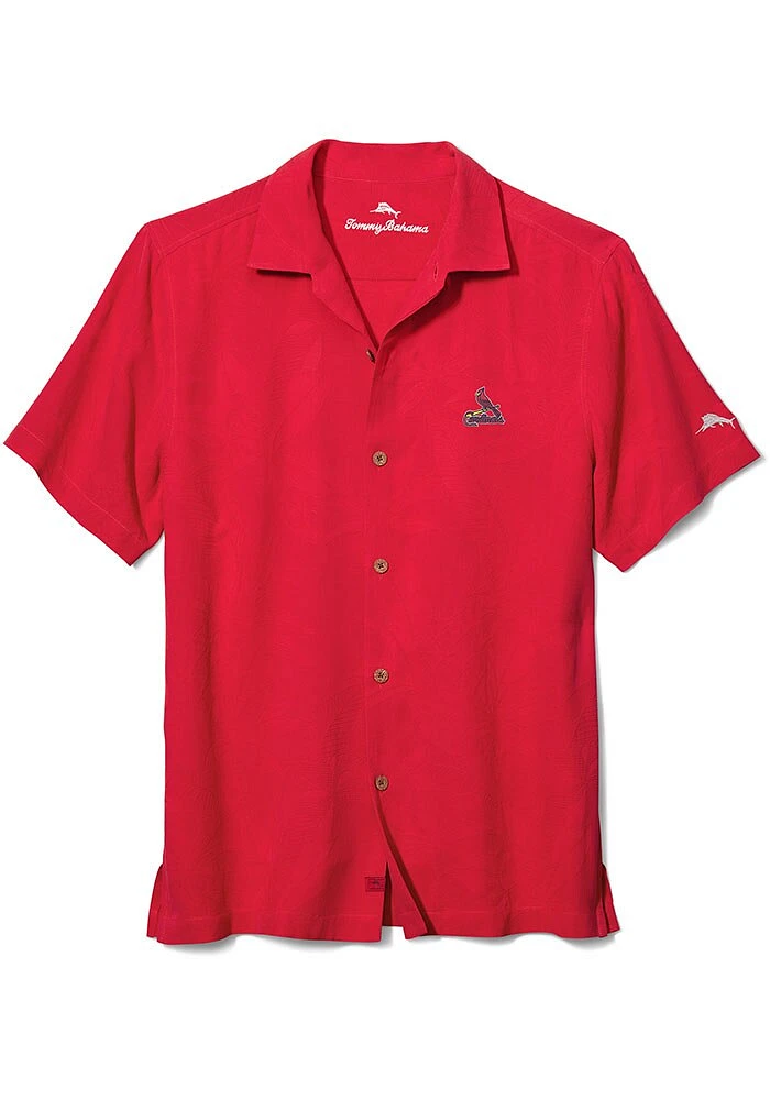 Tommy Bahama St Louis Cardinals Mens Red Al Fresco Jacquard Short Sleeve Dress Shirt