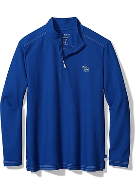 Tommy Bahama Kansas Jayhawks Mens Blue Emfielder 2.0 Long Sleeve Qtr Zip Pullover