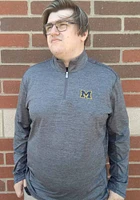 Tommy Bahama Michigan Wolverines Mens Charcoal Sport Delray Long Sleeve Qtr Zip Pullover