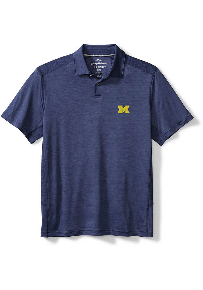 Tommy Bahama Michigan Wolverines Mens Blue Delray Short Sleeve Fashion Polo