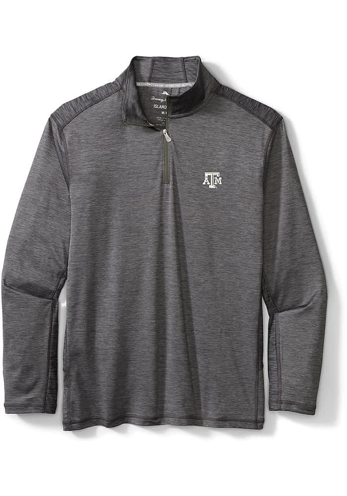 Tommy Bahama Texas A&M Aggies Mens Charcoal Sport Delray Long Sleeve Qtr Zip Pullover