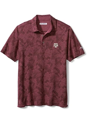 Tommy Bahama Texas A&M Aggies Mens Maroon Sport Palmetto Palms Short Sleeve Fashion Polo