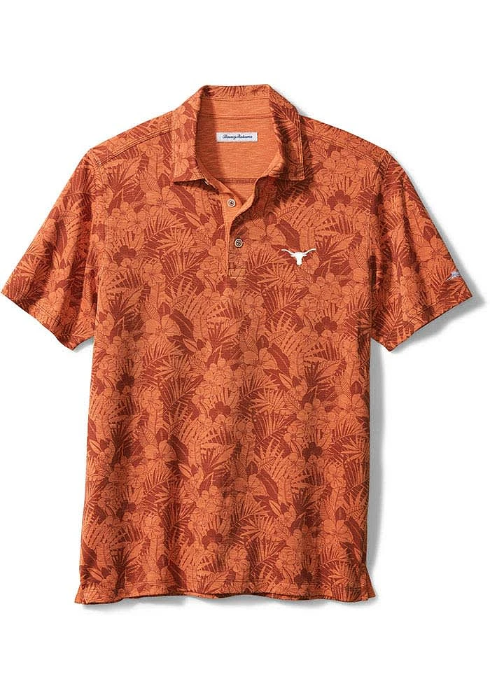 Tommy Bahama Texas Longhorns Mens Burnt Orange Sport Palmetto Palms Short Sleeve Fashion Polo