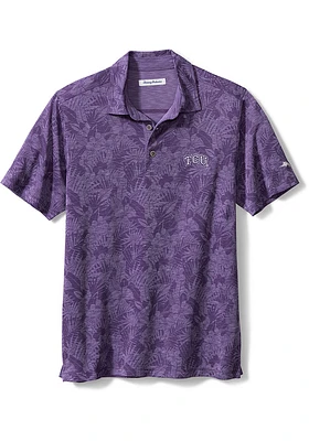 Tommy Bahama TCU Horned Frogs Mens Purple Sport Palmetto Palms Short Sleeve Fashion Polo