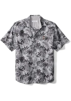 Tommy Bahama Ohio State Buckeyes Mens Black Reign Forest Fronds Short Sleeve Dress Shirt