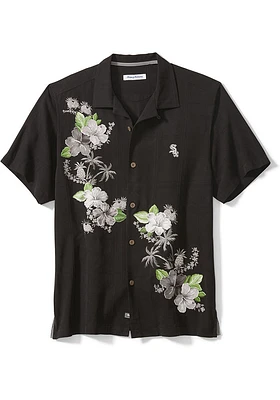 Tommy Bahama Chicago White Sox Mens Black Sport Azule Oasis Short Sleeve Dress Shirt