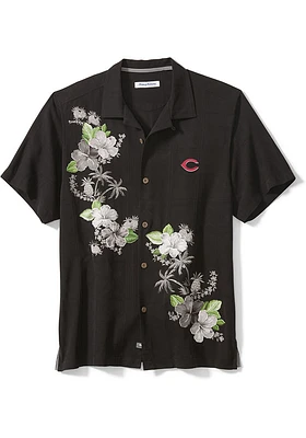 Tommy Bahama Cincinnati Reds Mens Black Sport Azule Oasis Short Sleeve Dress Shirt