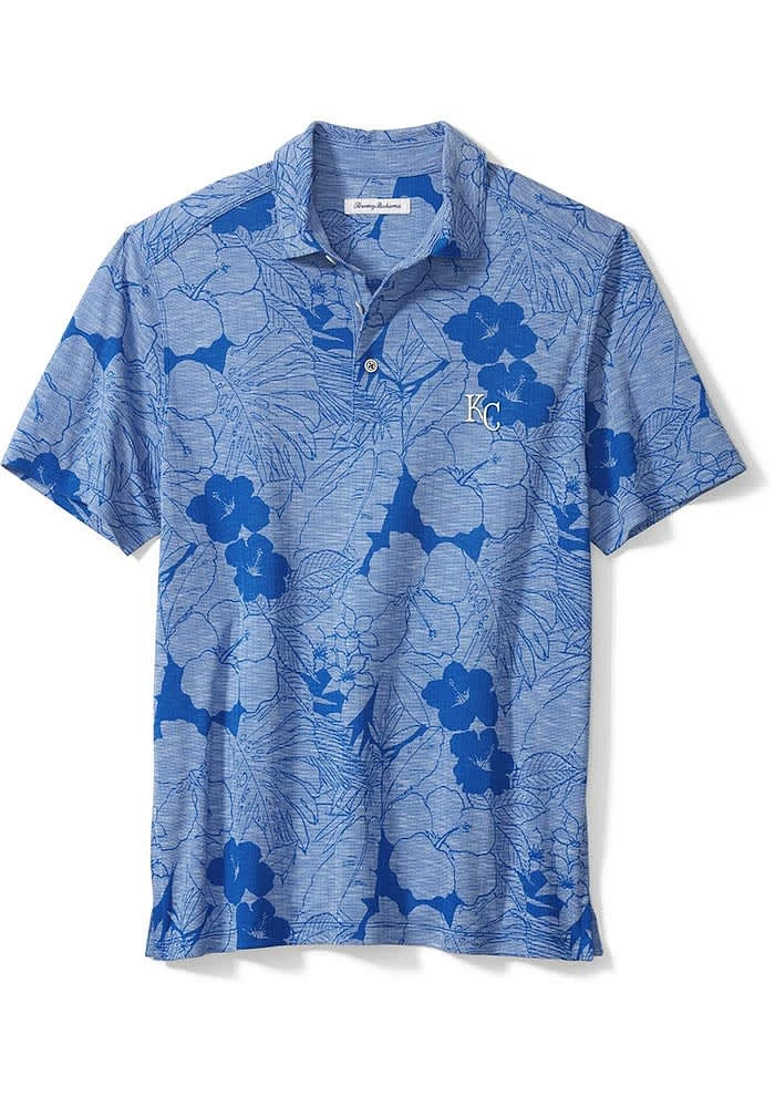 Tommy Bahama Kansas City Royals Mens Light Blue Miramar Blooms Polo Short Sleeve Fashion