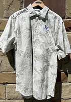 Tommy Bahama Kansas City Royals Mens Oatmeal Reign Forest Fronds Short Sleeve Dress Shirt