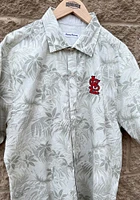 Tommy Bahama St Louis Cardinals Mens Oatmeal Reign Forest Fronds Short Sleeve Dress Shirt