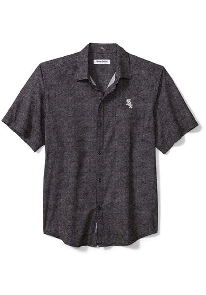 Tommy Bahama Chicago White Sox Mens Black Coast Tiles Short Sleeve Dress Shirt