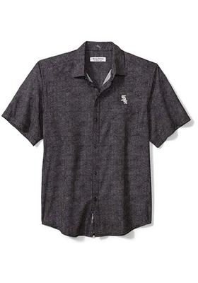 Tommy Bahama Chicago White Sox Mens Black Coast Tiles Short Sleeve Dress Shirt