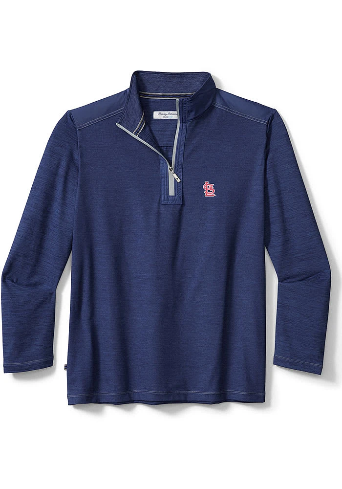 Tommy Bahama St Louis Cardinals Mens Navy Blue Sport On Deck Long Sleeve Qtr Zip Pullover