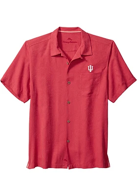 Tommy Bahama Indiana Hoosiers Mens Red Sport Tropic Isles Camp Short Sleeve Dress Shirt