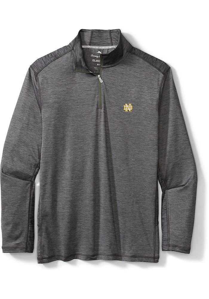 Tommy Bahama Notre Dame Fighting Irish Mens Charcoal Sport Delray Long Sleeve Qtr Zip Pullover