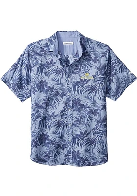 Tommy Bahama Notre Dame Fighting Irish Mens Navy Blue Sport Printed Reign Forest Fronds Short Slee..