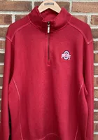 Tommy Bahama Ohio State Buckeyes Mens Red Sport Nassau Long Sleeve Qtr Zip Fashion Pullover
