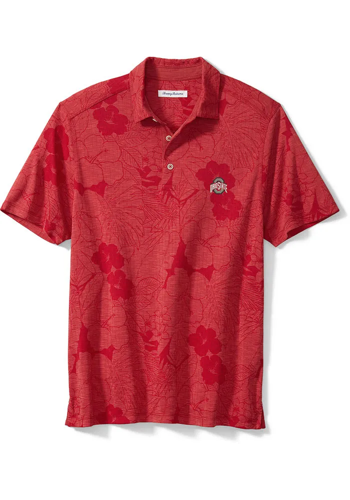 Tommy Bahama Ohio State Buckeyes Mens Red Miramar Blooms Short Sleeve Polo