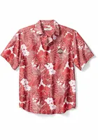 Tommy Bahama Ohio State Buckeyes Mens Red Coconut Point Playa Flora Short Sleeve Dress Shirt