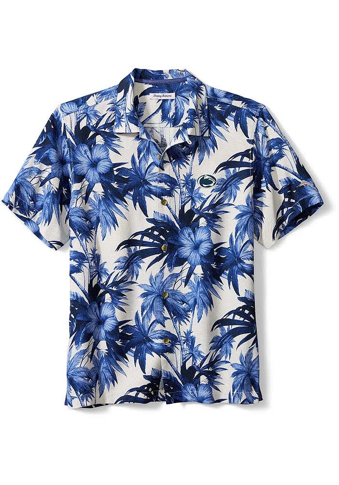 Tommy Bahama Penn State Nittany Lions Mens Navy Blue Sport Harbor Island Hibiscus Silk Camp Short..
