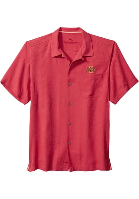 Tommy Bahama Iowa State Cyclones Mens Red Sport Tropic Isles Camp Short Sleeve Dress Shirt