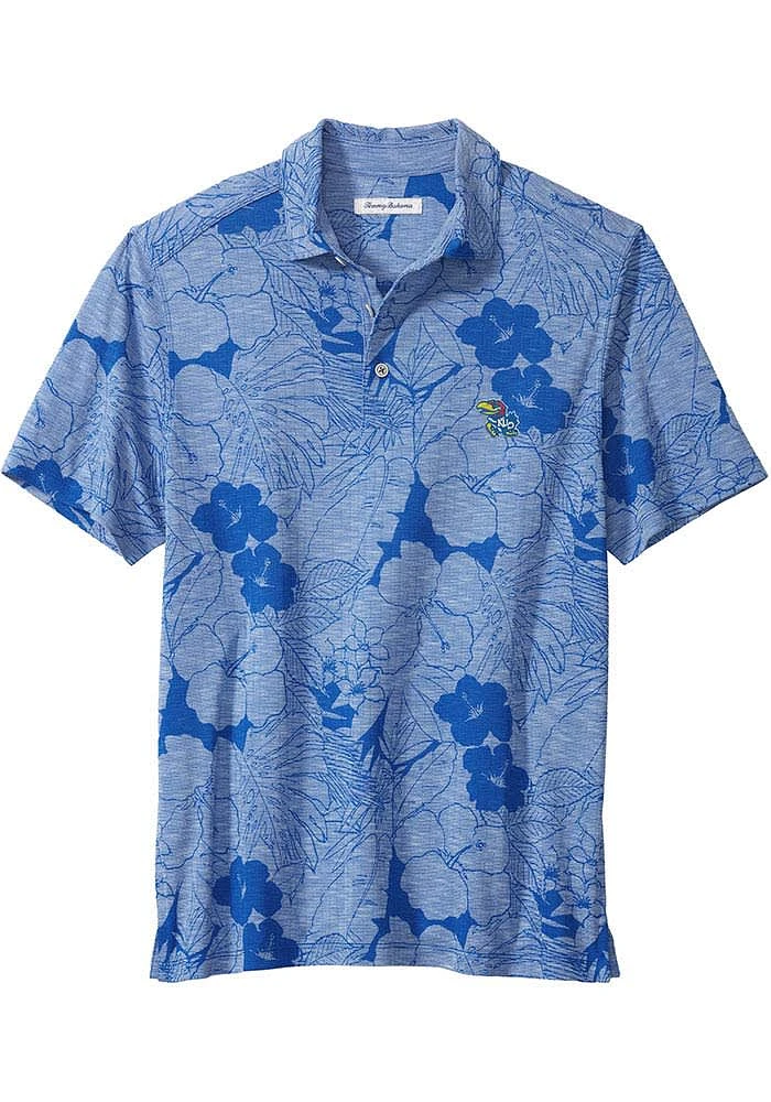 Tommy Bahama Kansas Jayhawks Mens Blue Miramar Blooms Short Sleeve Fashion Polo