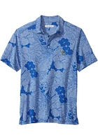 Tommy Bahama Kansas Jayhawks Mens Blue Miramar Blooms Short Sleeve Fashion Polo